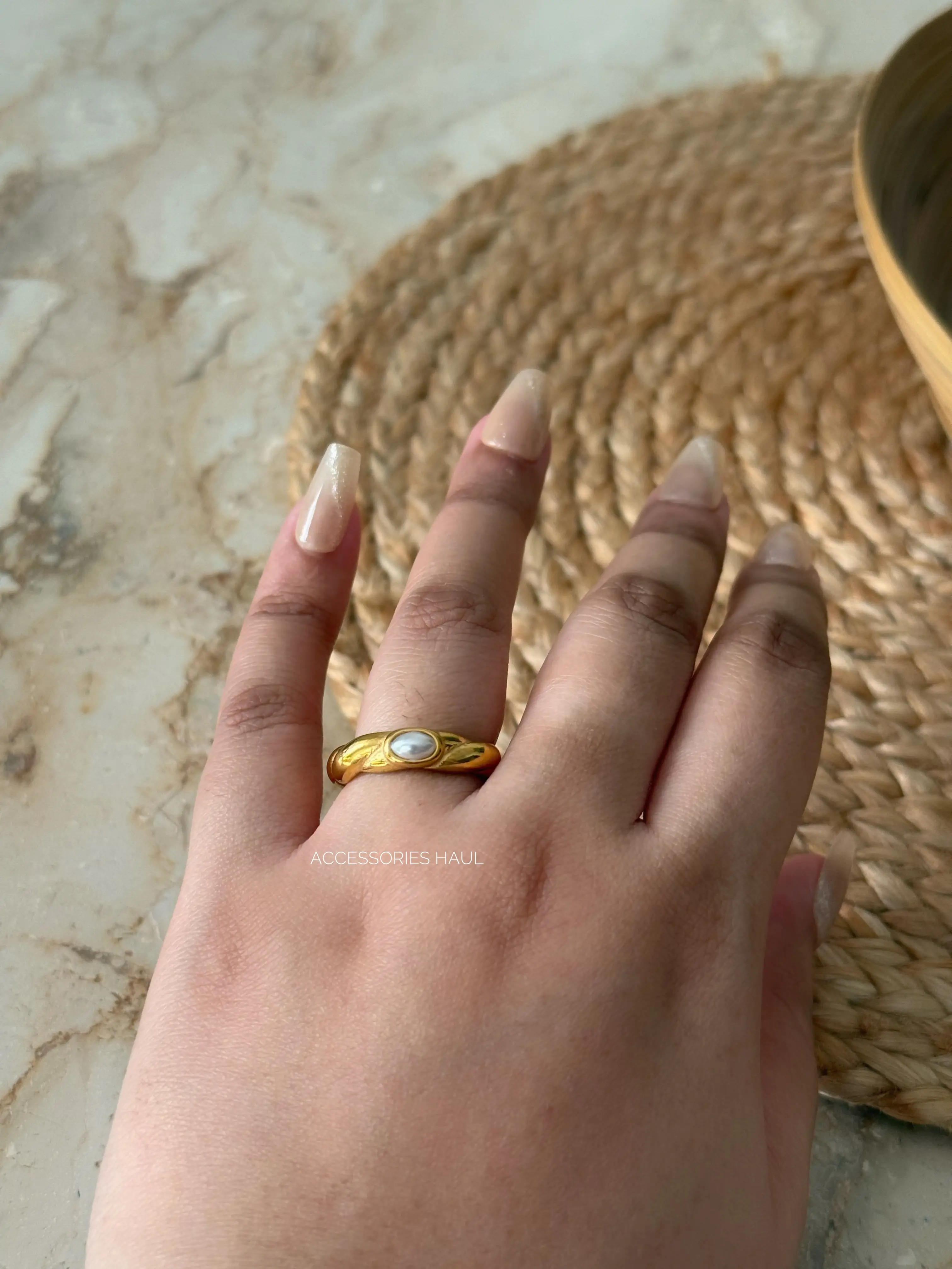Lumi Pearl Ring Stainless Steel