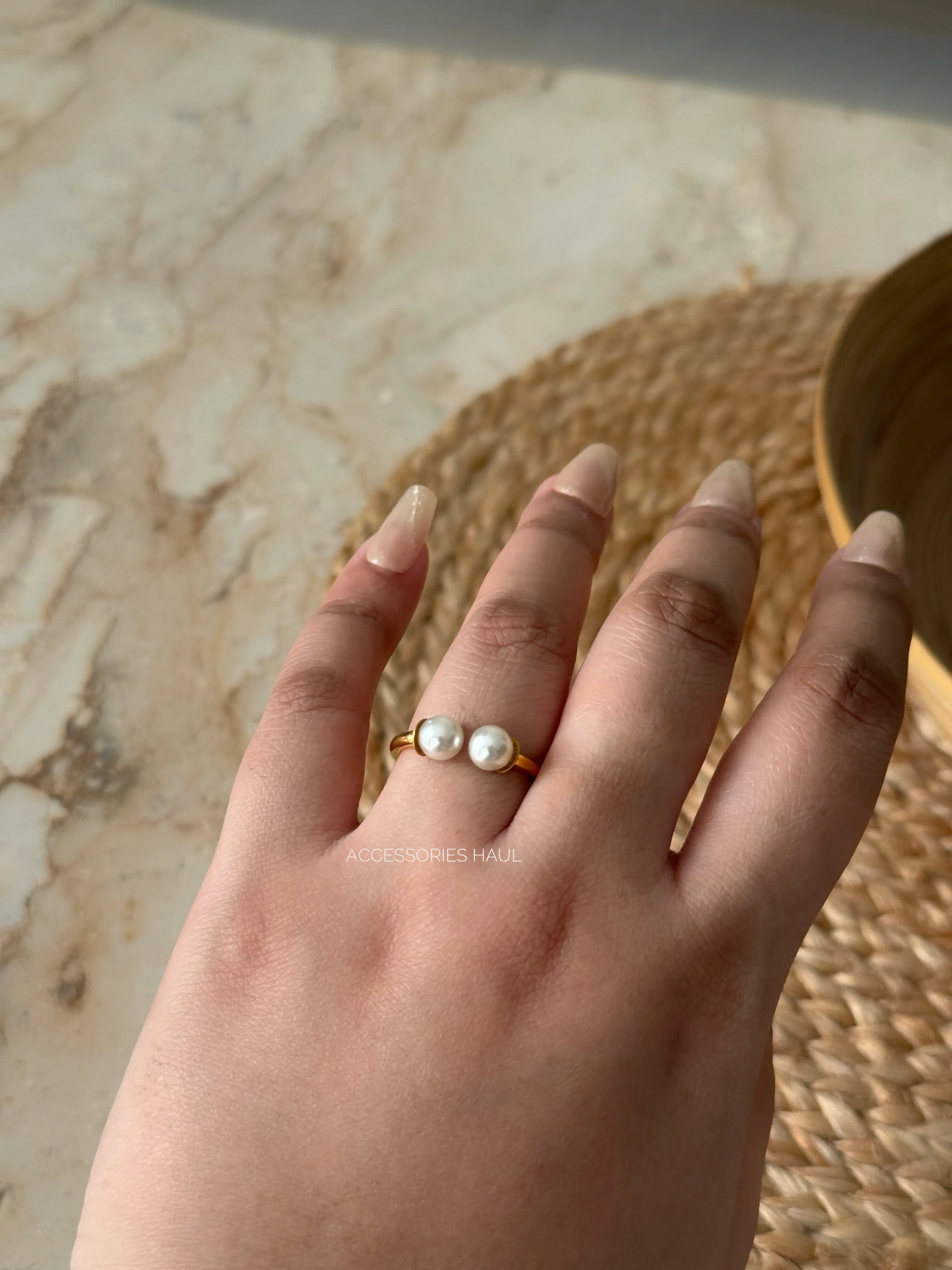 Pearl Halo Ring Stainless Steel